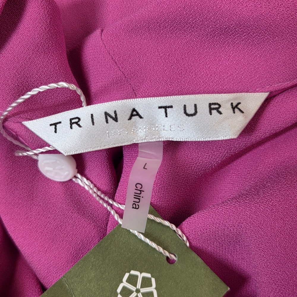 NWT TRINA TURK Concourse Surplus Blouson Mini Dress Hyacinth Pink Large 646 - Picture 4 of 11